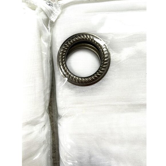 Carina white window curtains linen textured drapes panels with grommets 52"x132" - Picture 3 of 6